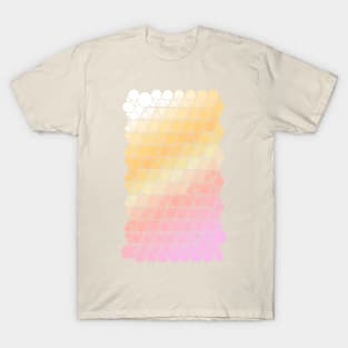 Light Pastel Peach and Pink Geometric Bubbles Abstract Pattern T-Shirt